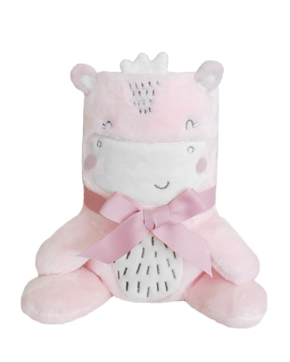 Kikkaboo Babydecke Fleece 3D Tierstickerei, Gr&ouml;&szlig;e 100 x 75 cm, Kuscheltier pink 