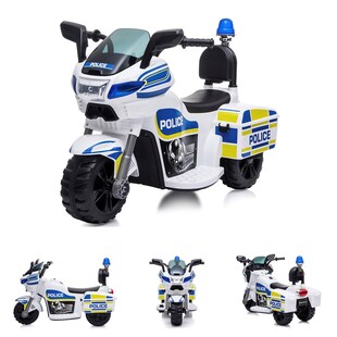 Chipolino Kinder Elektromotorrad Police 3 Räder Scheinwerfer Musikfunktion weiß 