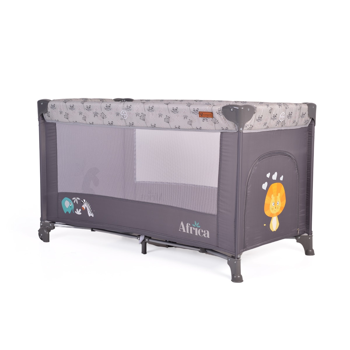 Cangaroo Reisebett Africa Laufstall Seiteneingang Matratze Sichtfenster Tasche grau 