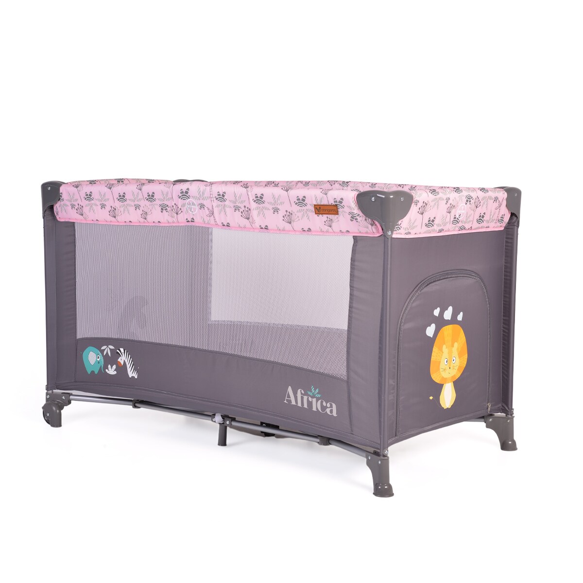 Cangaroo Reisebett Africa Laufstall Seiteneingang Matratze Sichtfenster Tasche rosa 