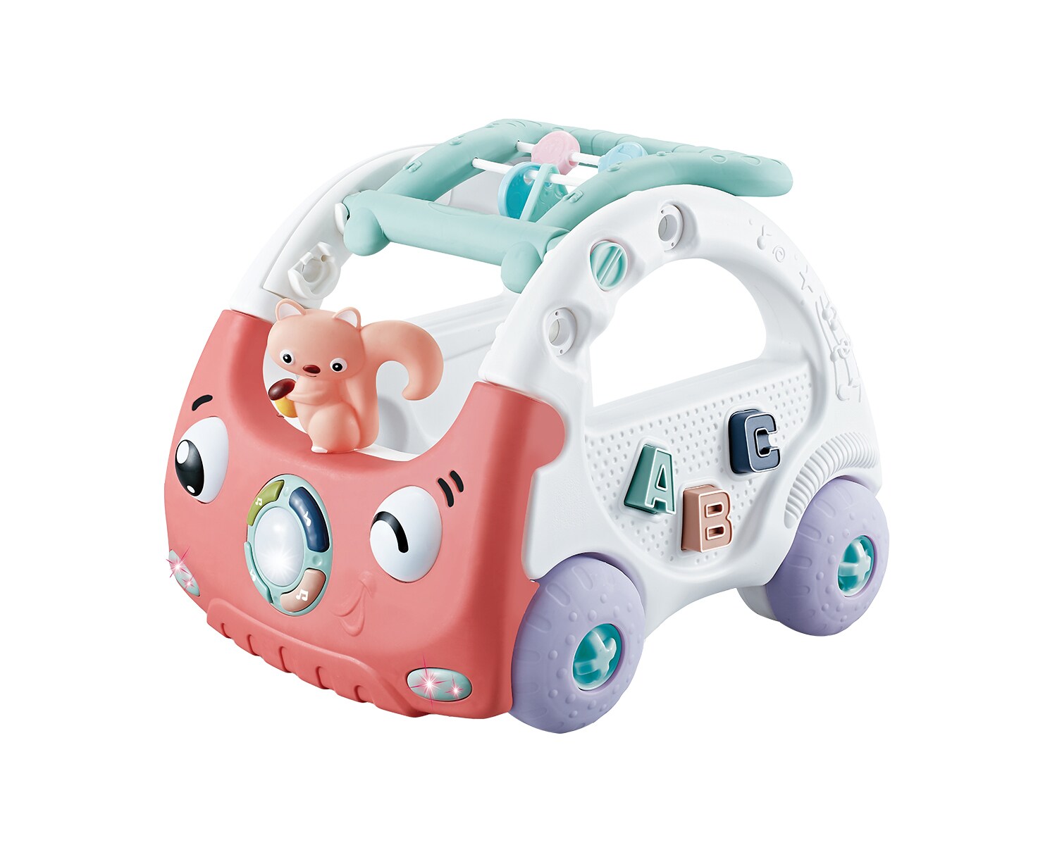 Kikkaboo Lauflernwagen 2 in 1 Auto Lauflernhilfe Spielcenter verstellbarer Griff pink 