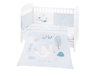 Kikkaboo Bettwäsche 4-teilig Decke 135 x 95 cm Bezug Nestchen Bett 120 x 60 cm blau 