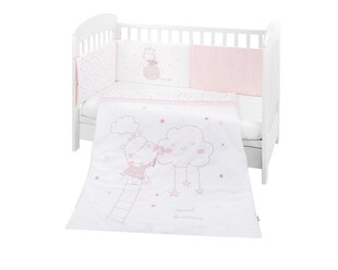 Kikkaboo Bettwäsche 4-teilig Decke 135 x 95 cm Bezug Nestchen Bett 120 x 60 cm rosa 