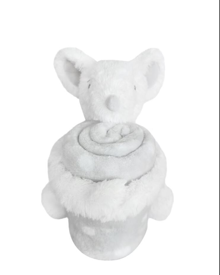 Kikkaboo Babydecke 2 in 1 Geschenkset Kuscheltier 25 cm Kuscheldecke 100 x 70 cm grau 