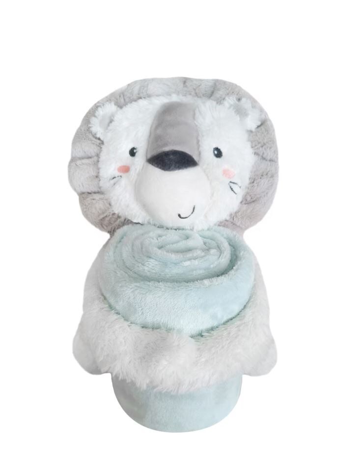 Kikkaboo Babydecke 2 in 1 Geschenkset Kuscheltier 25 cm Kuscheldecke 100 x 70 cm hellblau 