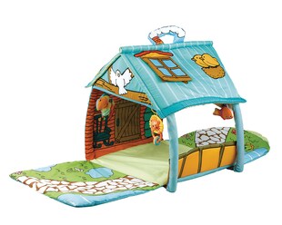 Kikkaboo Spielbogen Casa Bebe Krabbeldecke kleines Haus hängende Tiere Griff  blau 
