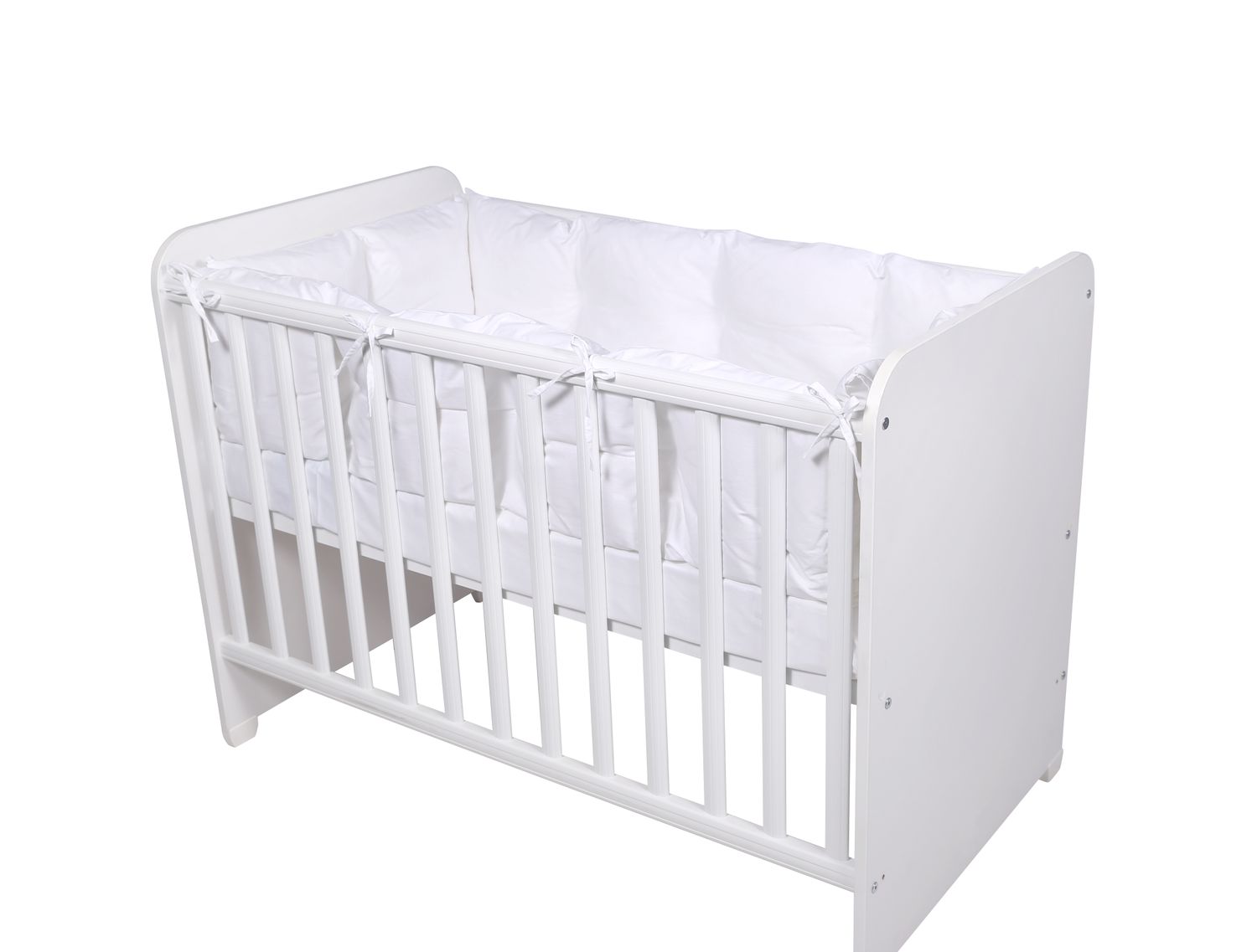 Lorelli Babybett-Nestchen 4-teilig rundum, Babybett 120 x 60 cm, 100% Baumwolle wei&szlig; 