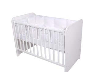 Lorelli Babybett-Nestchen 4-teilig rundum, Babybett 120 x 60 cm, 100% Baumwolle weiß 