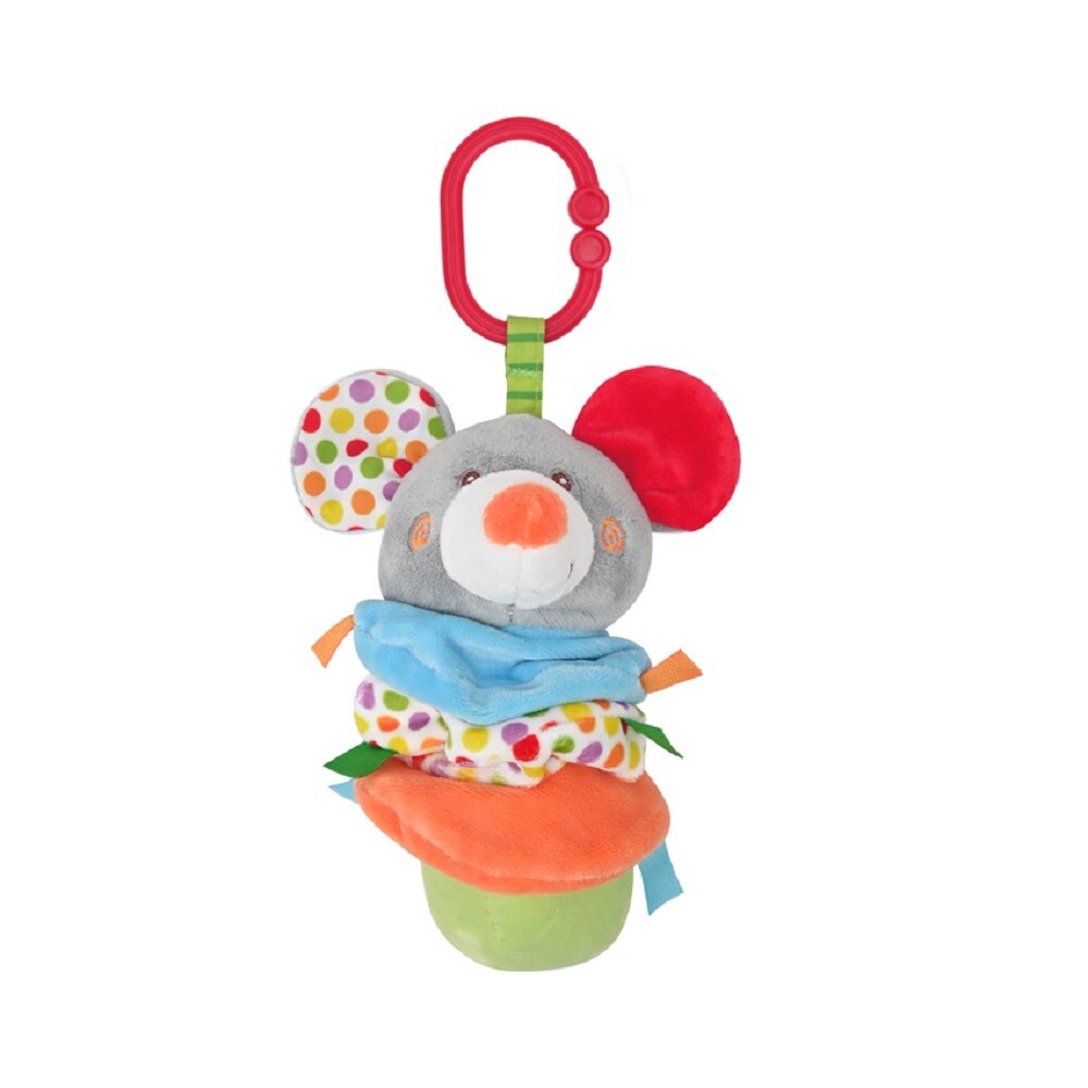 Lorelli Baby Pl&uuml;schtier, Vibration, C-Ring, Faltenzonen, Greifling, Spielbogen grau 