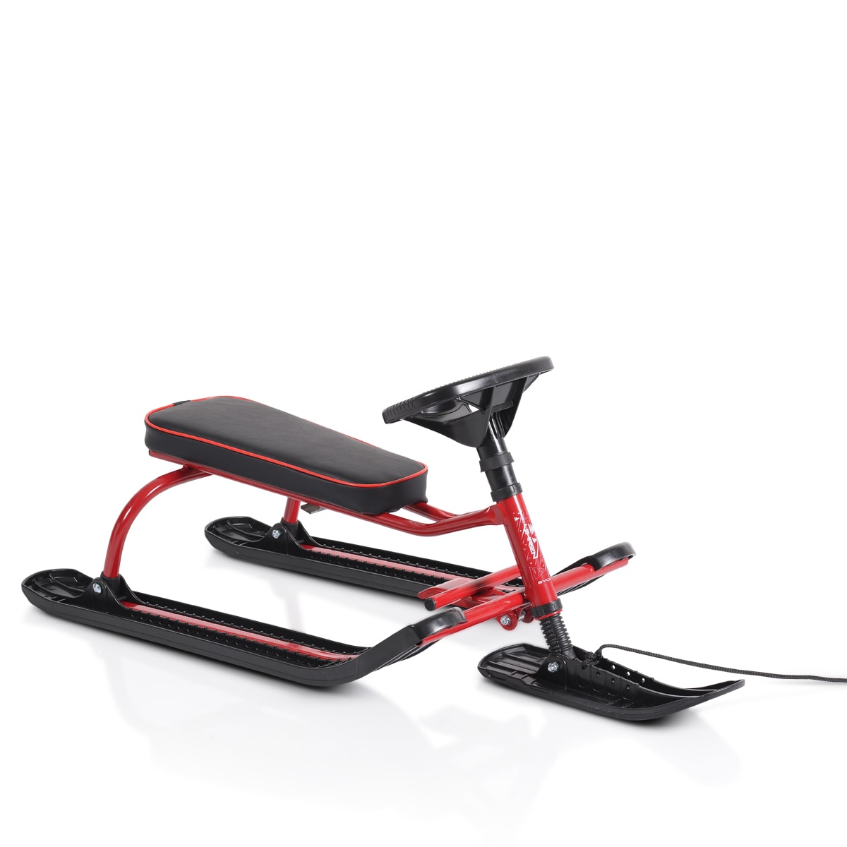 Byox Kinderschlitten Vihren Lenkschlitten, Lenkrad, Zugseil, wasserdichter Sitz rot 