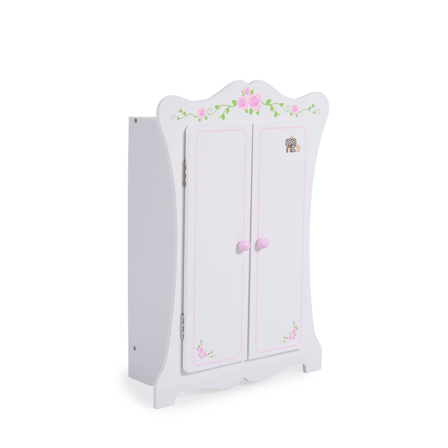 Moni Puppenkleiderschrank PH12B011, Holz, Maße 42,5 x 22 x 57 cm, 3 Kleiderbügel weiß
