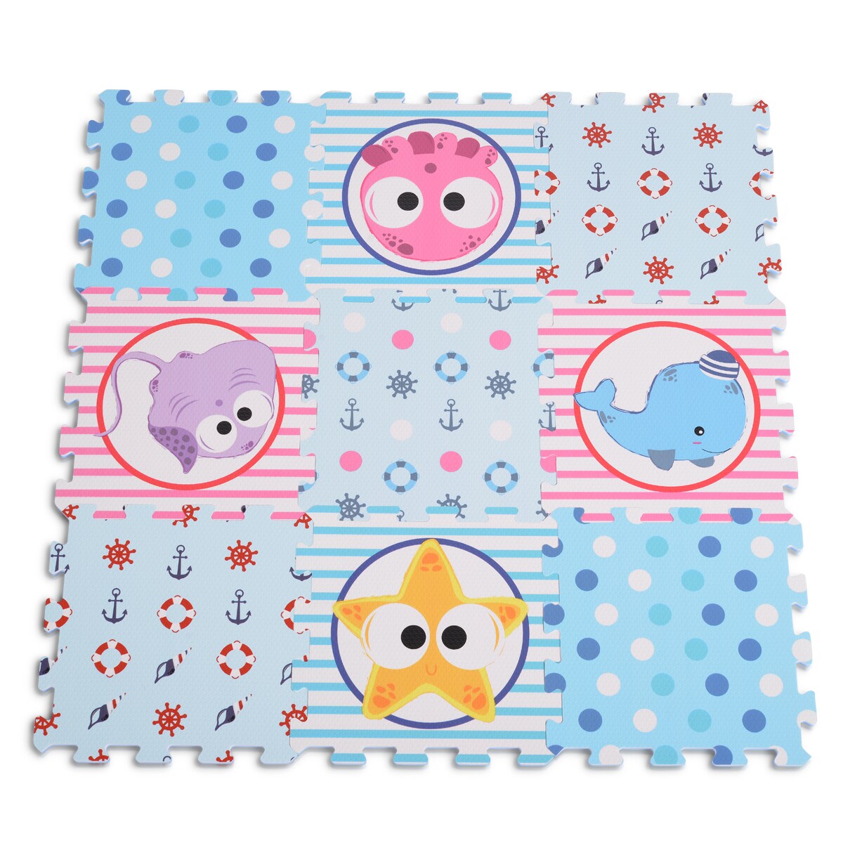 Moni Puzzlematte 9 teilig Puzzleteppich Teilegr&ouml;&szlig;e 31 x 31 cm EVA-Schaum blau 