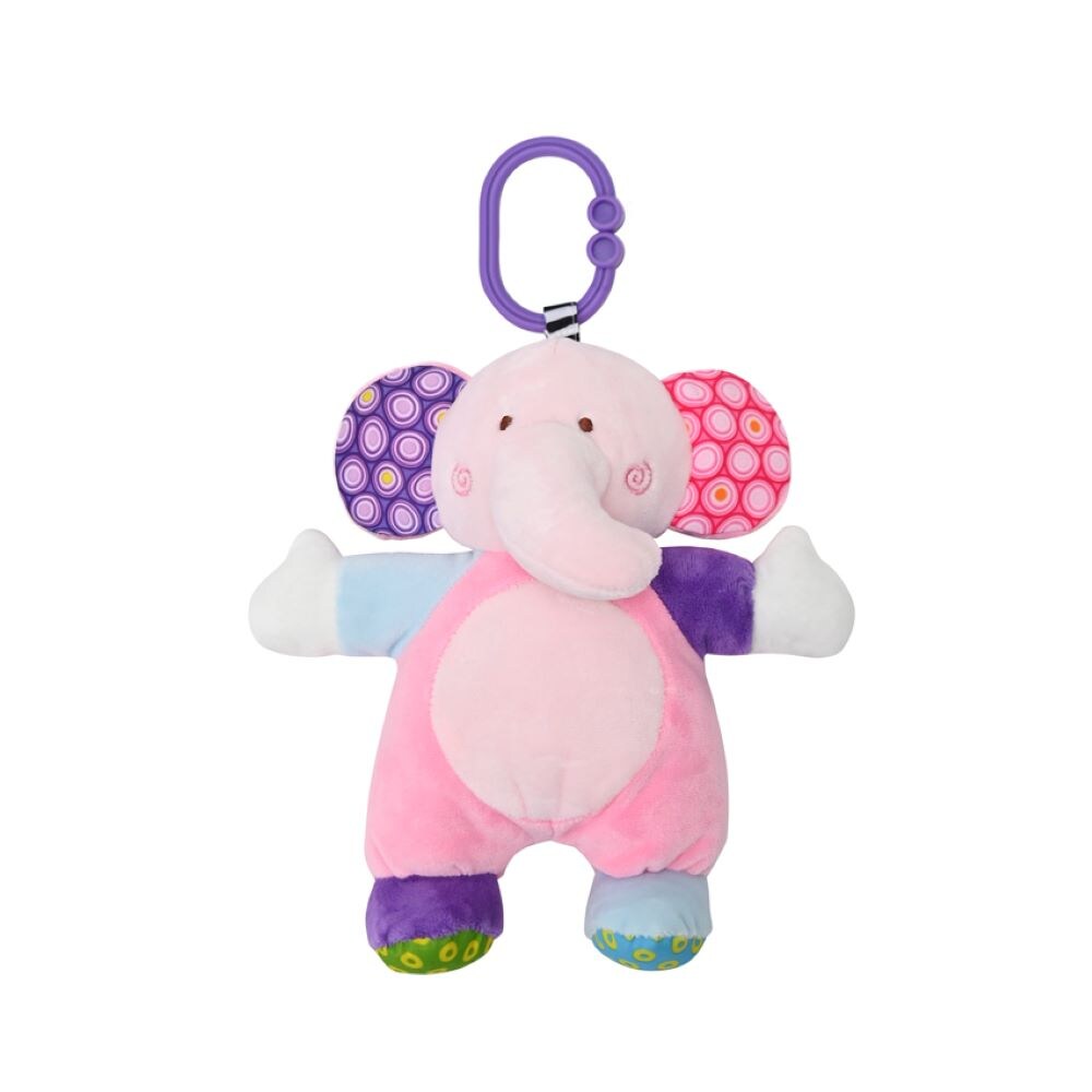 Lorelli Baby Kuscheltier Pl&uuml;sch Greifling, C-Ring, auff&auml;llige Farben, ab Geburt rosa 