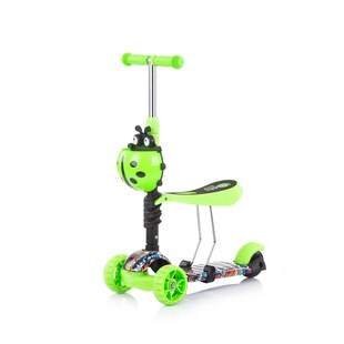 Chipolino Kinderroller, Rutscher Kiddy 2 in 1 Höhe einstellbar 3 Räder mit Licht hellgrün 