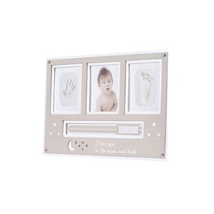 Cangaroo Baby Hand- und Fußabdruckset, Fotorahmen aus Holz, für 2 Abdrücke beige 
