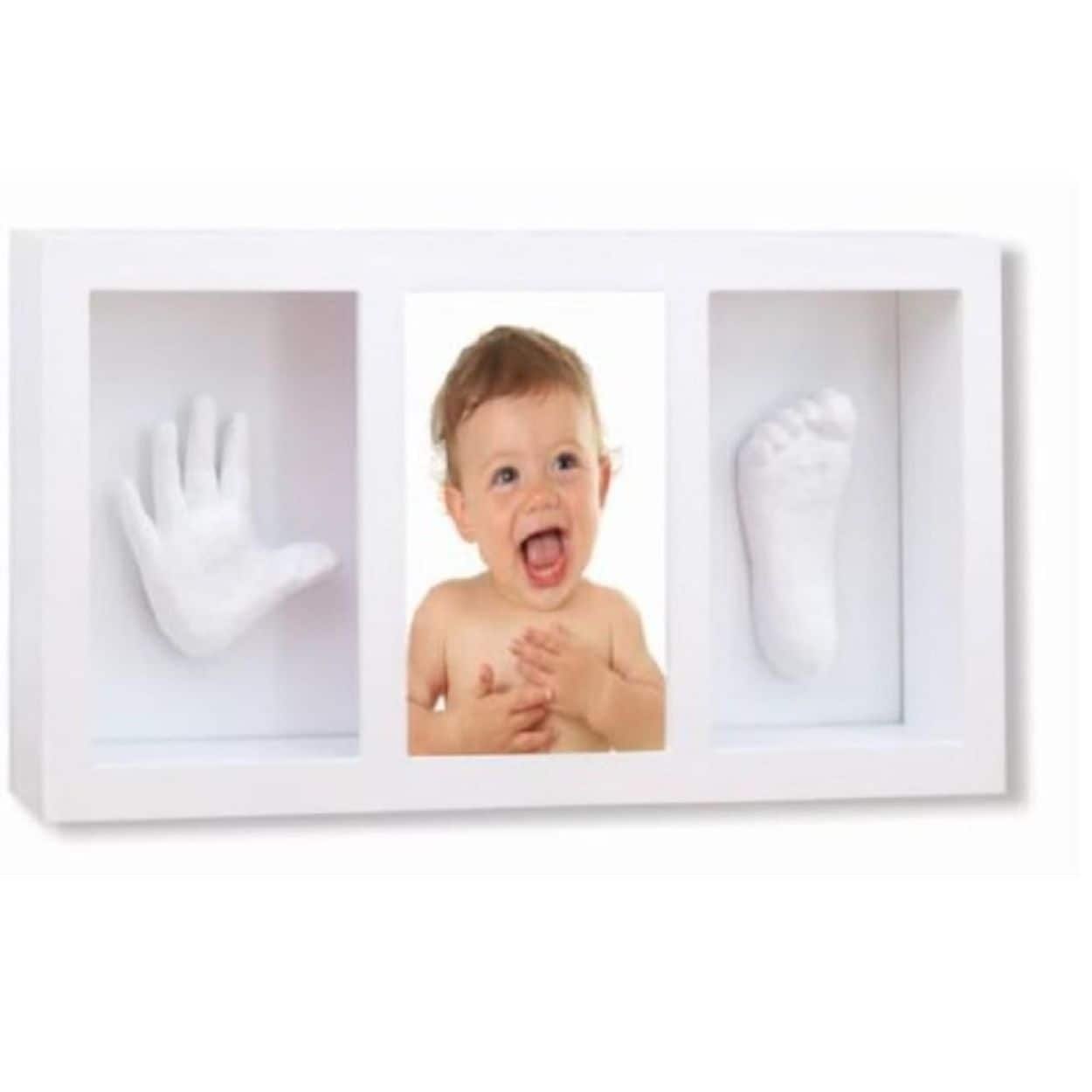 Cangaroo Baby Gipsabdruck 3D Hand- und Fu&szlig;abdruckset, Fotorahmen aus Holz wei&szlig; 