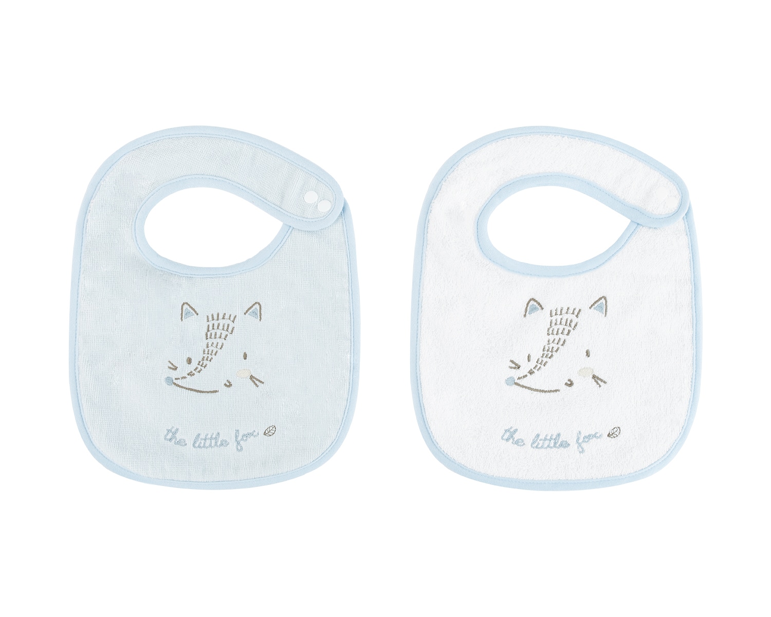 Kikkaboo Babylatz Frottee 2-teiliges Set, L&auml;tzchen, Druckknopf, 100% Baumwolle blau 