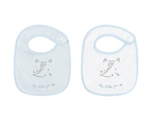 Kikkaboo Babylatz Frottee 2-teiliges Set, Lätzchen, Druckknopf, 100% Baumwolle blau 