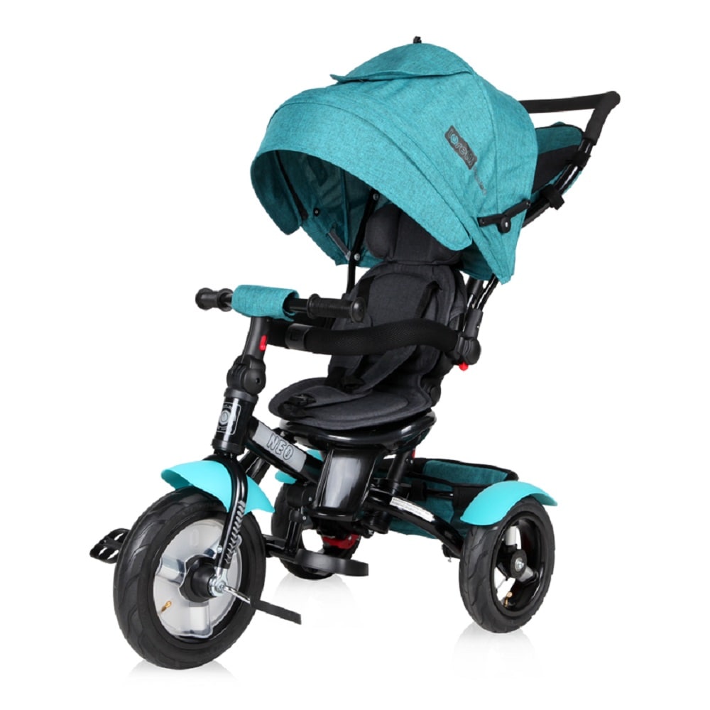 Lorelli Tricycle Neo 4 in 1 Luftreifen, Schiebestange, Sitz drehbar, verstellbar schwarz hellgr&uuml;n 