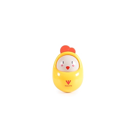 Moni Babyspielzeug Roly Poly Rassel, balancierendes Ei, Beißring, ab Geburt gelb 
