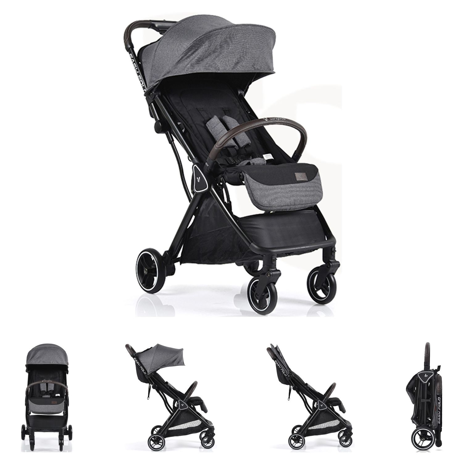 Cangaroo Kinderwagen easy Fold Buggy Alu Sonnendach verstellbar, faltbar, Korb grau 