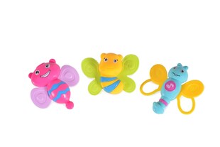 Moni Babyrassel-Set 3-teilig K999 107B, Greifling, Beißring, verschiedene Tiere bunt 