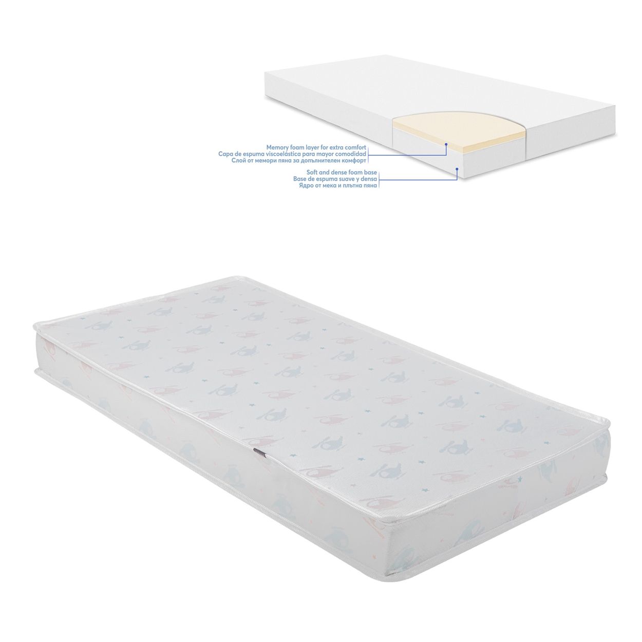 Kikkaboo Babybett-Matratze Memory Comfort, 120 x 60 x 12 cm Bindungsveredelung boy girl 