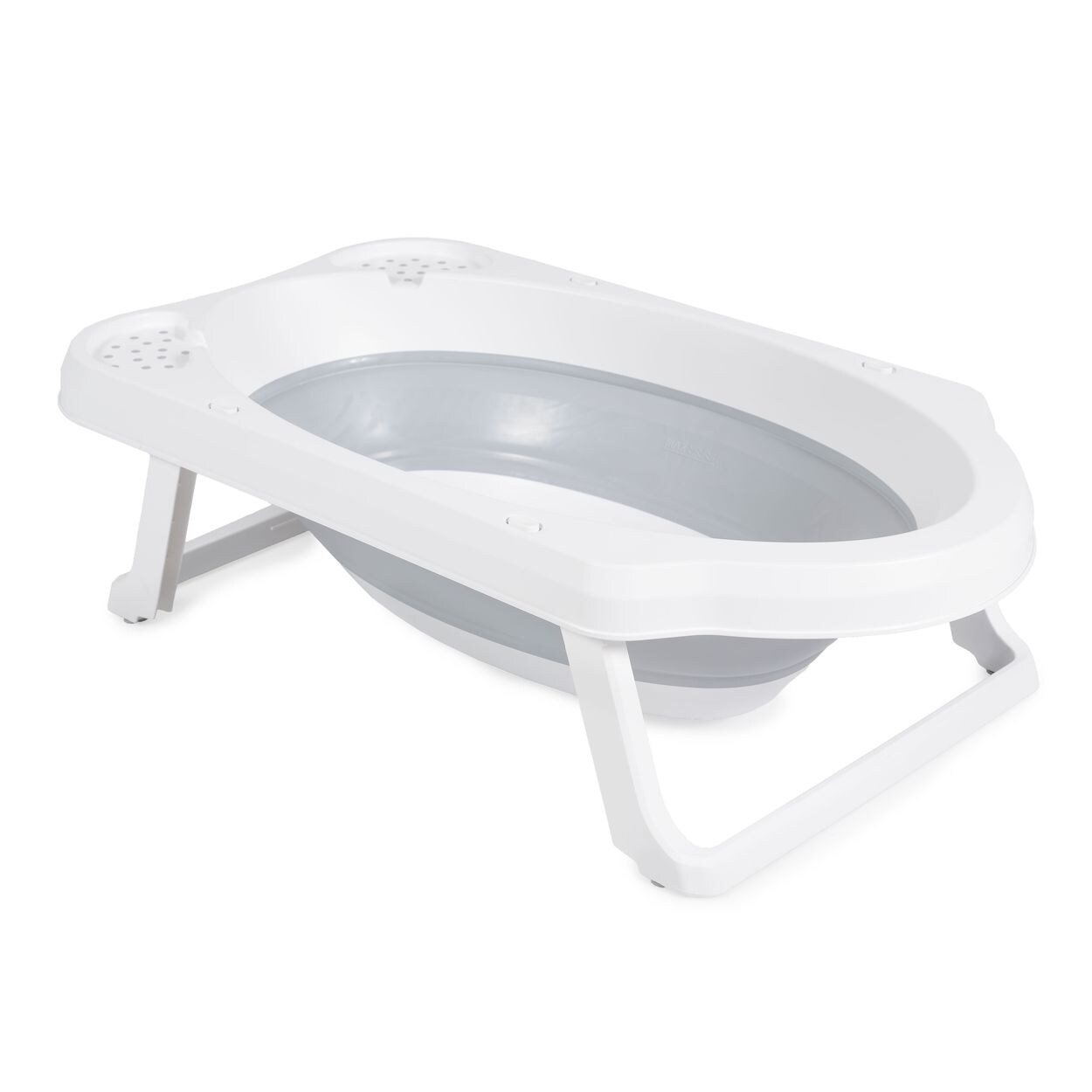 faltbare Babybadewanne Maui, 84 cm lang, Wasserablauf, Ablagefächer grau