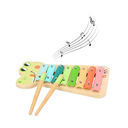 Tooky Toy Kinder Musikspielzeug Xylophon TF570 Holz zwei Klangstäbe acht Töne bunt 
