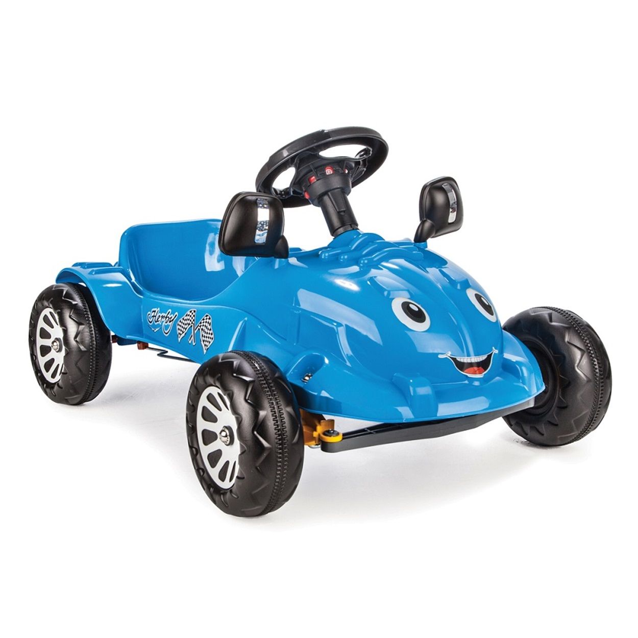 Pilsan Kinderauto, Tretauto Herby 07302, Hupe am Lenkrad, Pedale, ab 3 Jahre blau 