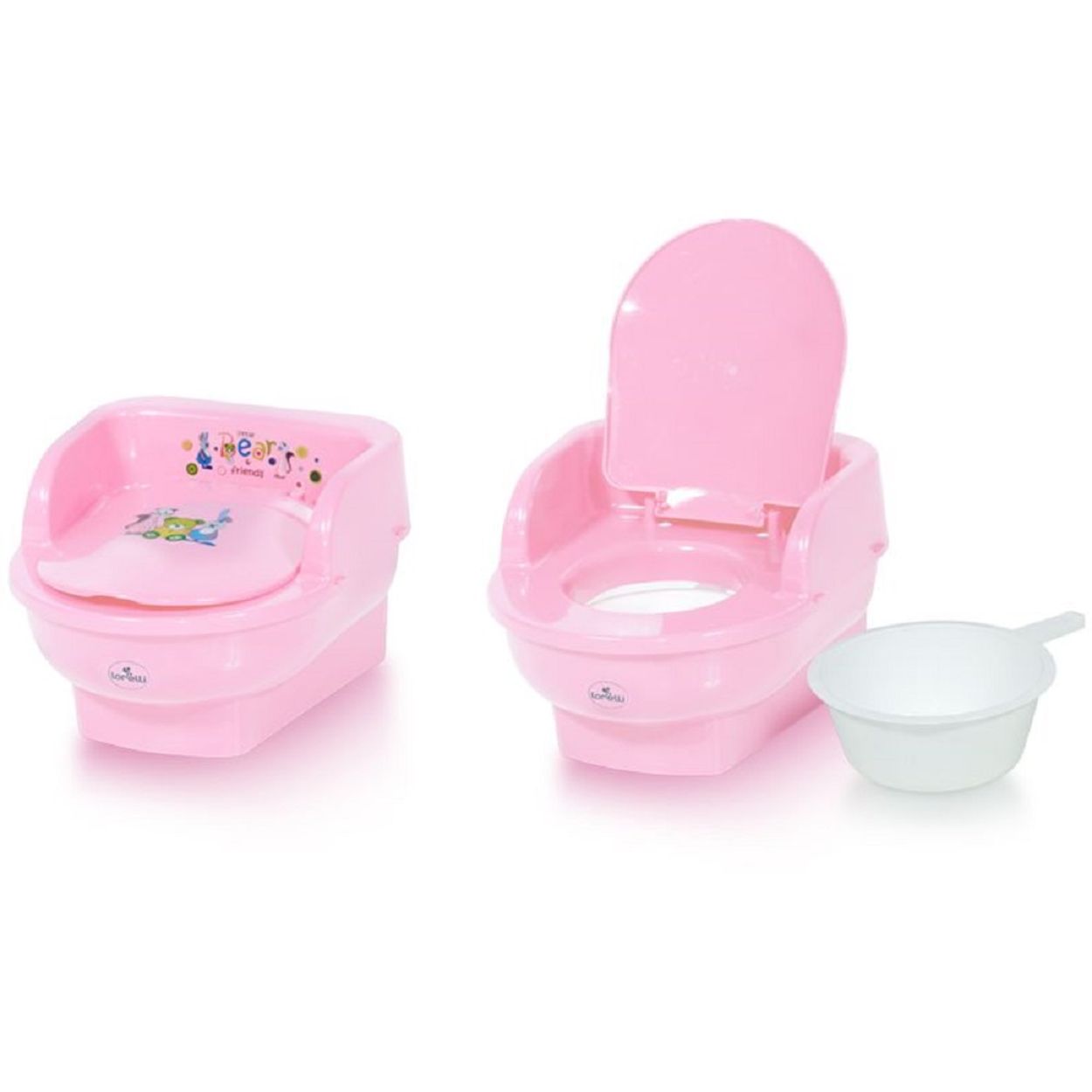Lorelli T&ouml;pfchen Throne Handauflage, beweglicher Deckel herausnehmbarer Beh&auml;lter wei&szlig; rosa 