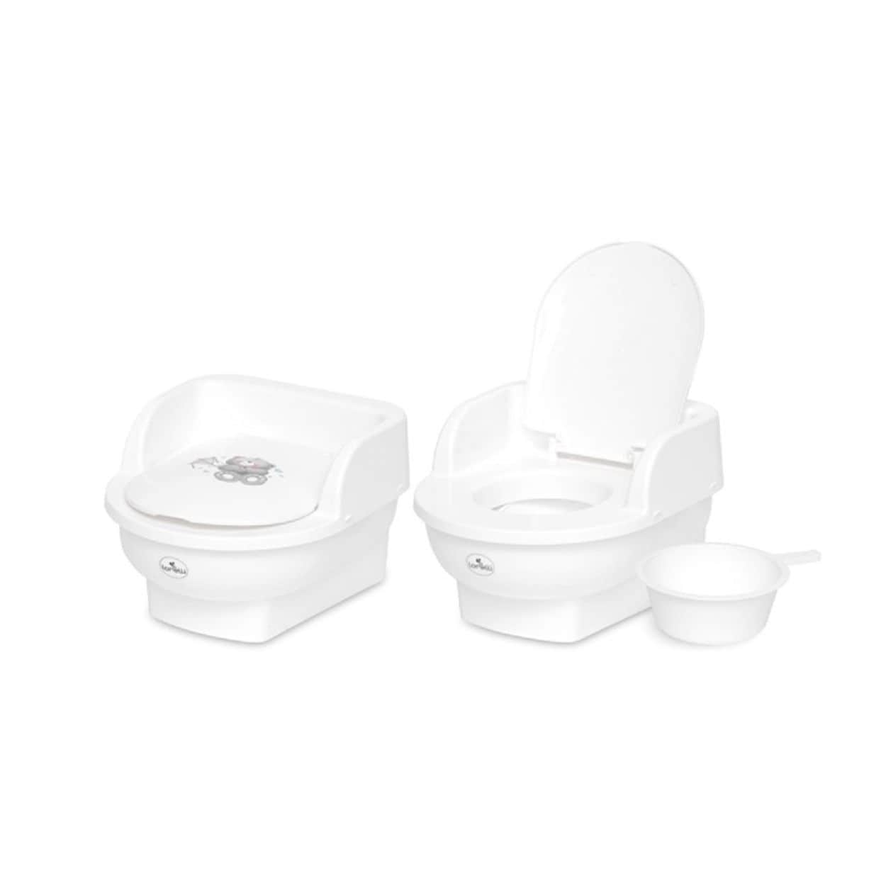 Lorelli T&ouml;pfchen Throne Handauflage, beweglicher Deckel herausnehmbarer Beh&auml;lter grau wei&szlig; 