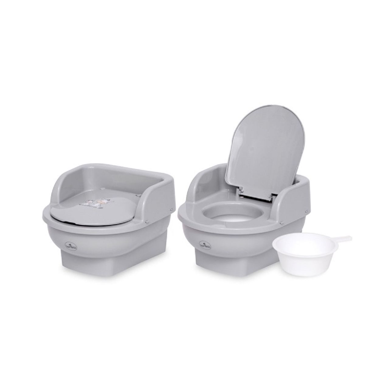 Lorelli T&ouml;pfchen Throne Handauflage, beweglicher Deckel herausnehmbarer Beh&auml;lter hellgrau 
