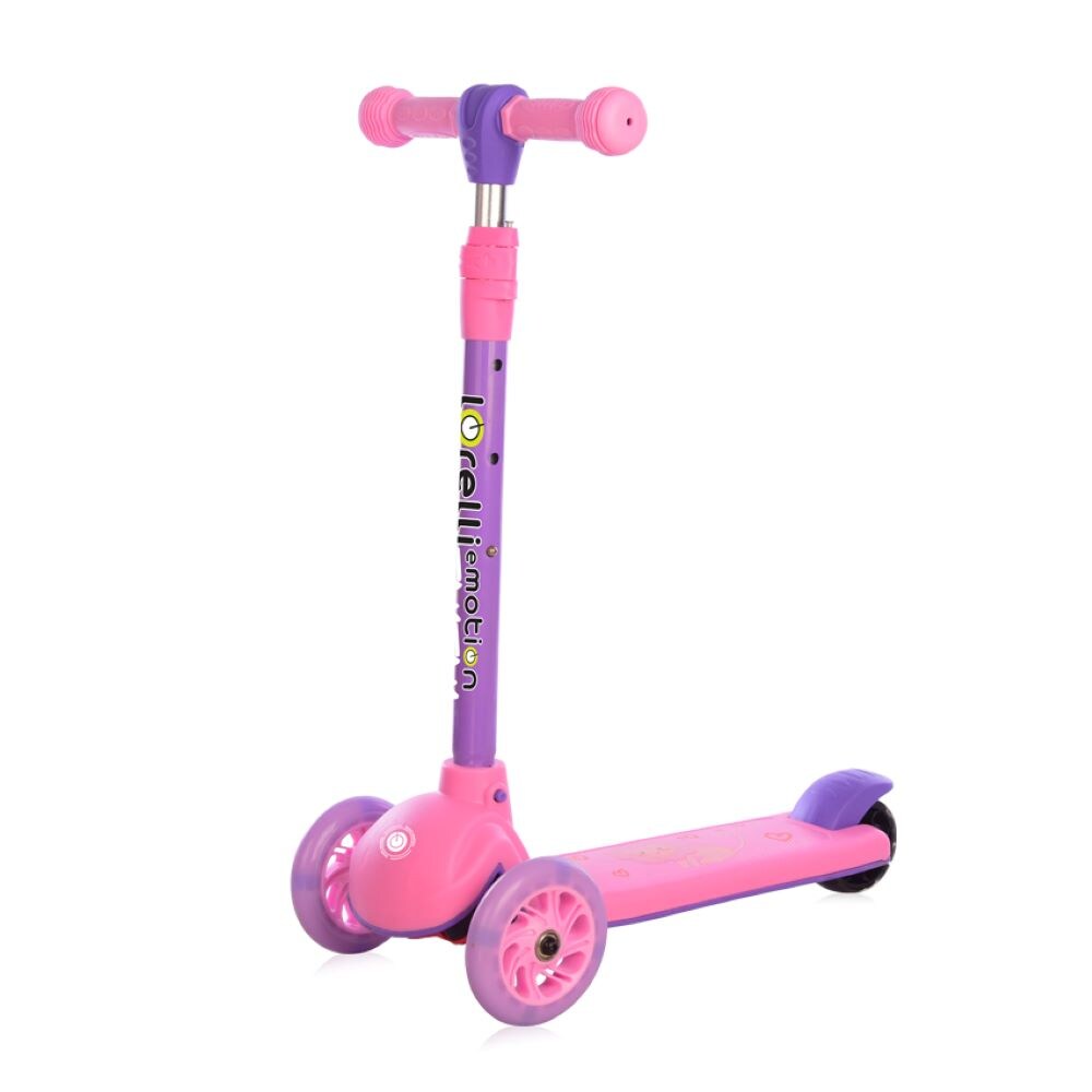 Lorelli Kinderroller Tamtam 3 R&auml;der, h&ouml;henverstellbar, Leuchtr&auml;der, Fu&szlig;bremse rosa 