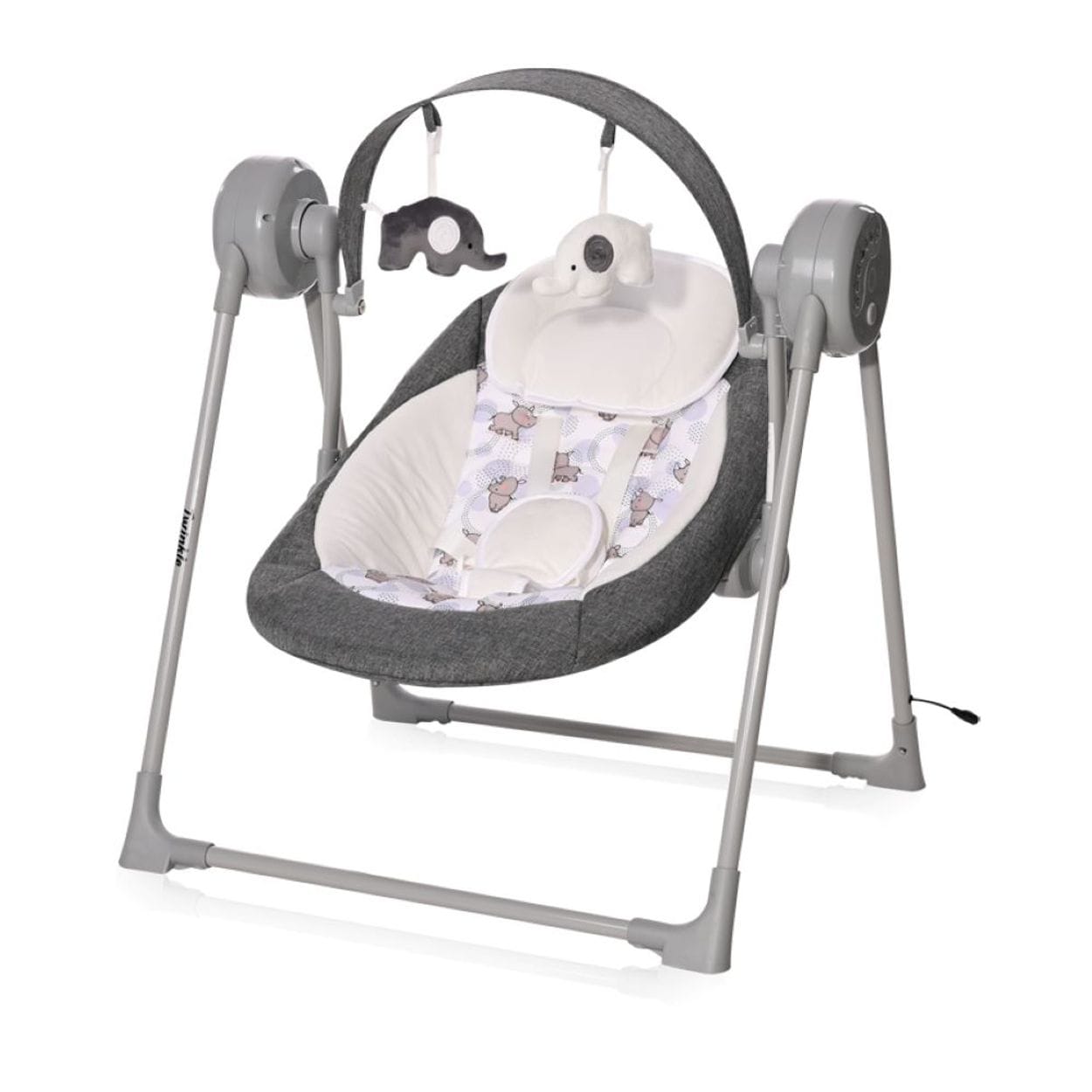 Lorelli Babywippe Twinkle klappbar Musik Schwingfunktion, Timer Fernbedienung grau 