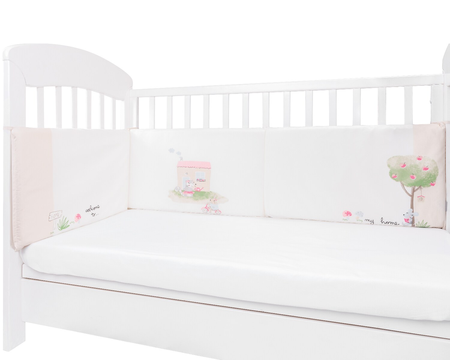 Kikkaboo Nestchen my Home Babybett 140 x 70 cm Bettumrandung 210 cm Baumwolle beige 