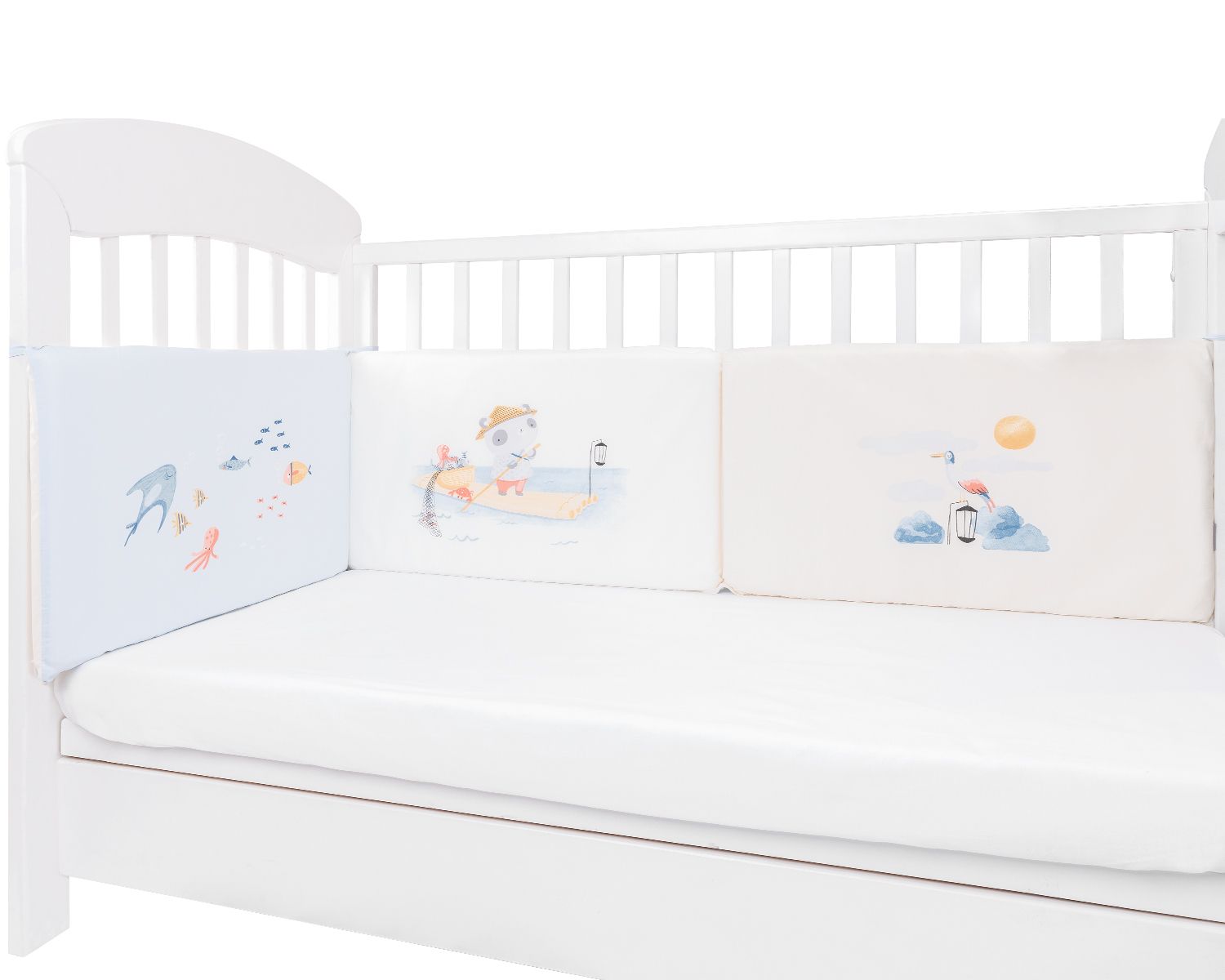 Kikkaboo Nestchen my Home Babybett 140 x 70 cm Bettumrandung 210 cm Baumwolle blau 