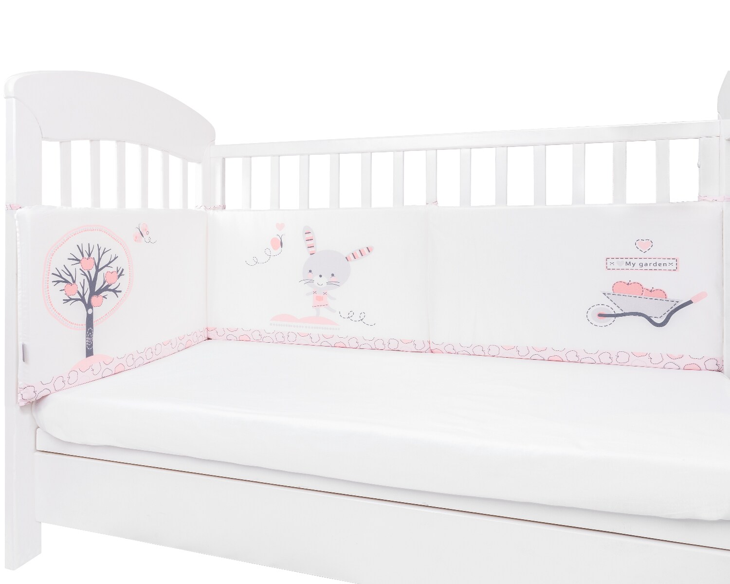Kikkaboo Babybett Nestchen f&uuml;r Babybett 120 x 60 cm, Bettumrandung 180 x 35 cm pink 