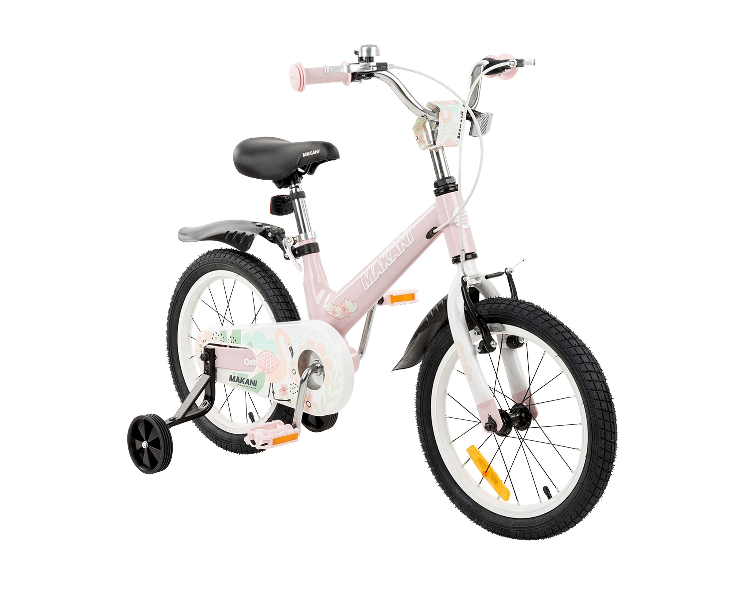 Makani Kinderfahrrad Ostria 16 Zoll, Sitz und Lenker verstellbar, St&uuml;tzr&auml;der rosa 