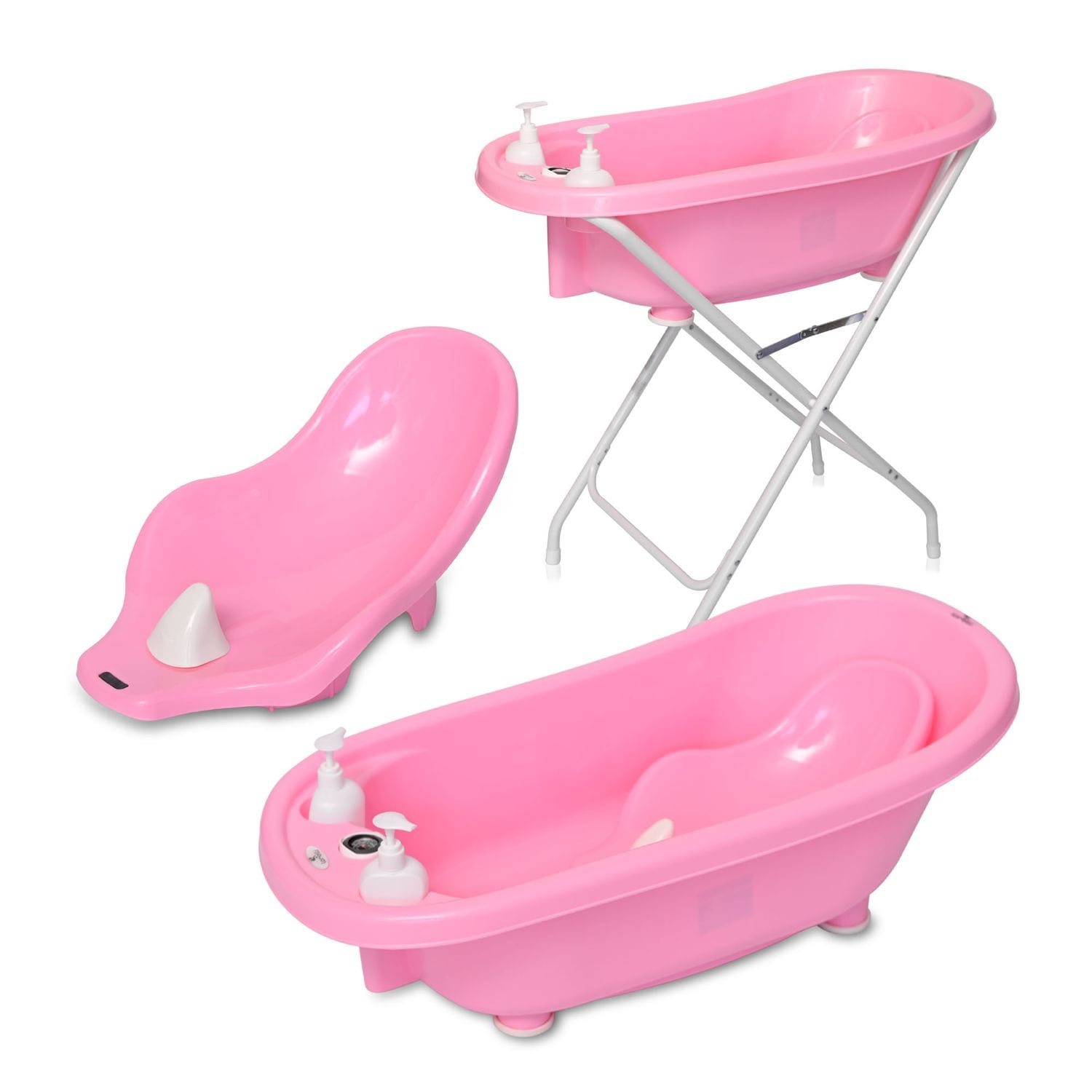 Lorelli Babybadewannen-Set Babybadewanne 88 cm Badesitz Badewannenst&auml;nder Ablauf rosa 