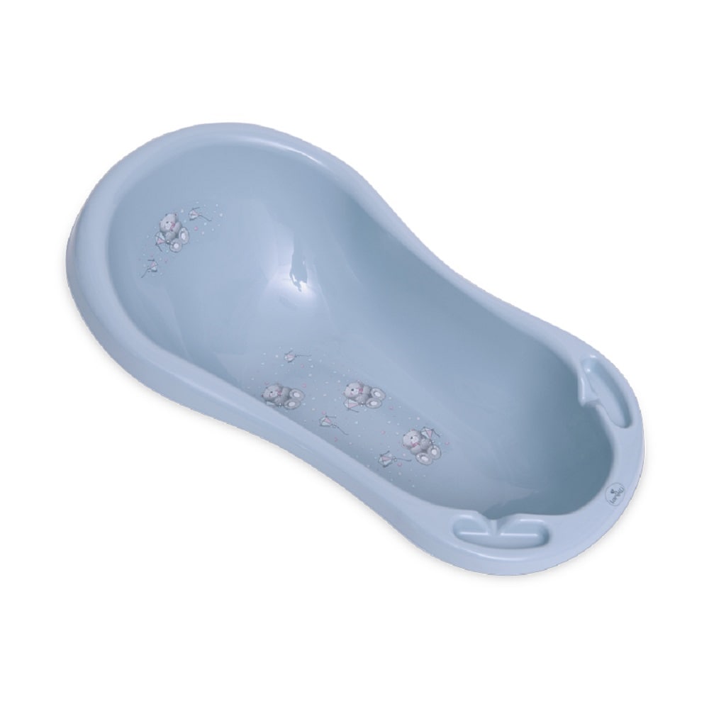 Lorelli Babybadewanne, 84 cm lang, Ablagef&auml;cher, ergonomische Form, ab Geburt hellblau 