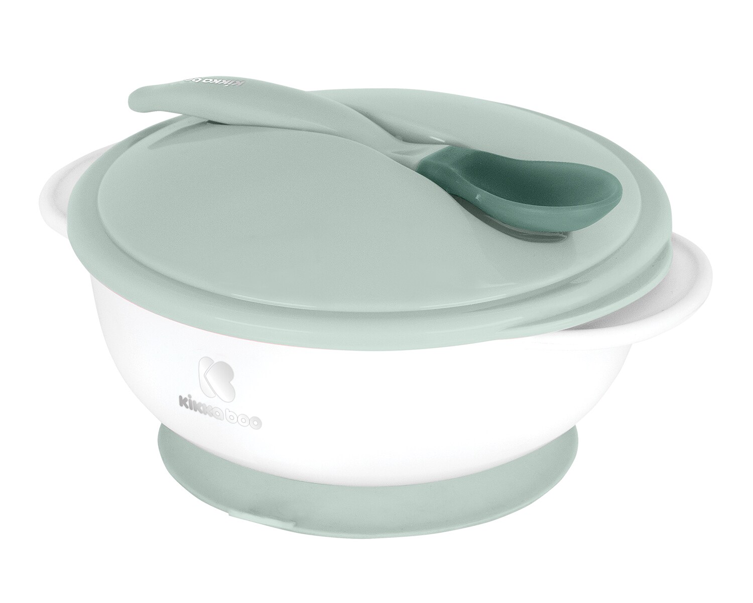 Kikkaboo Baby Esssch&uuml;ssel 250 ml L&ouml;ffel mit W&auml;rmesensor Warmhaltesch&uuml;ssel Deckel gr&uuml;n 