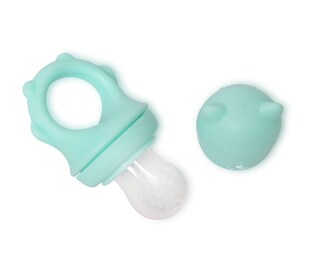 Baby Care Fruchtsauger 2 in 1, Beißring, Beikostsauger, Fütterhilfe, Schutzkappe türkis 