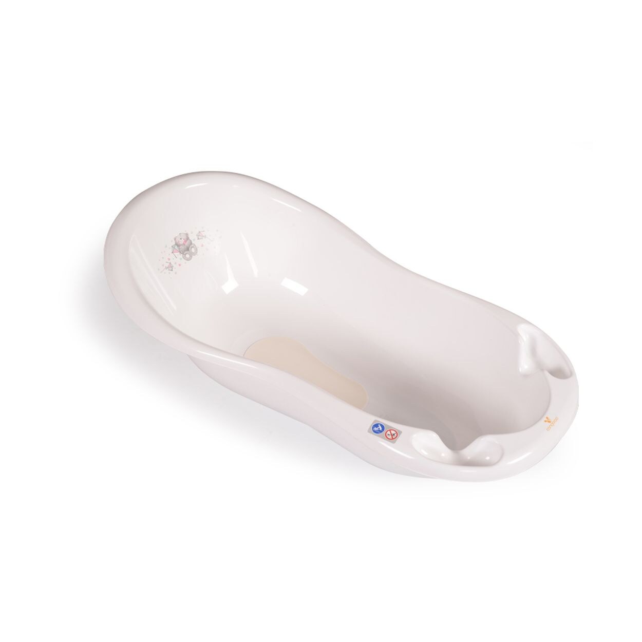 Baby Badewanne Bär 100 cm 2138, Wasserablauf, Antirutschmatte, Ablage weiß