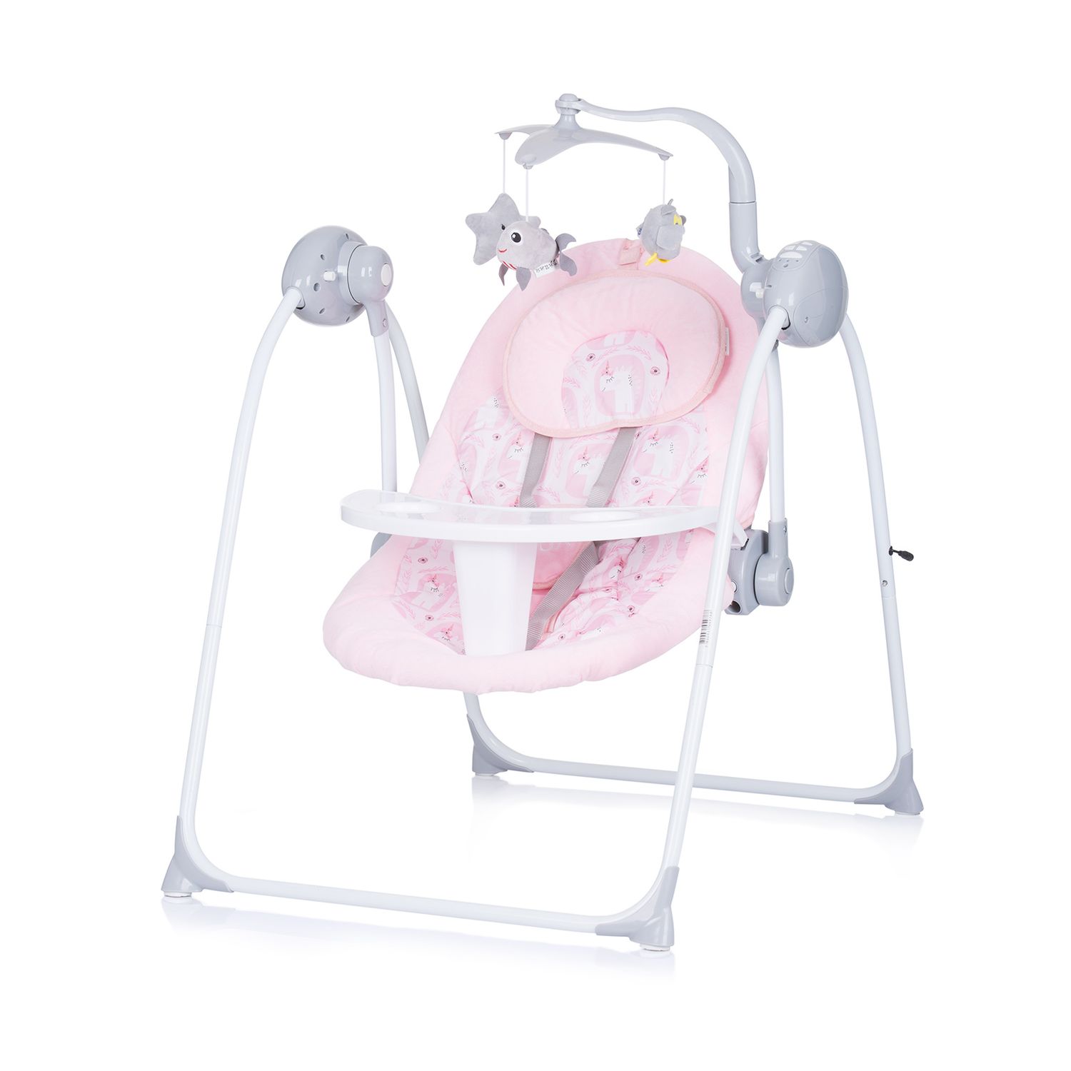 Chipolino Babywippe Nux klappbar Musik Schwingfunktion Fernbedienung Spielbogen rosa 