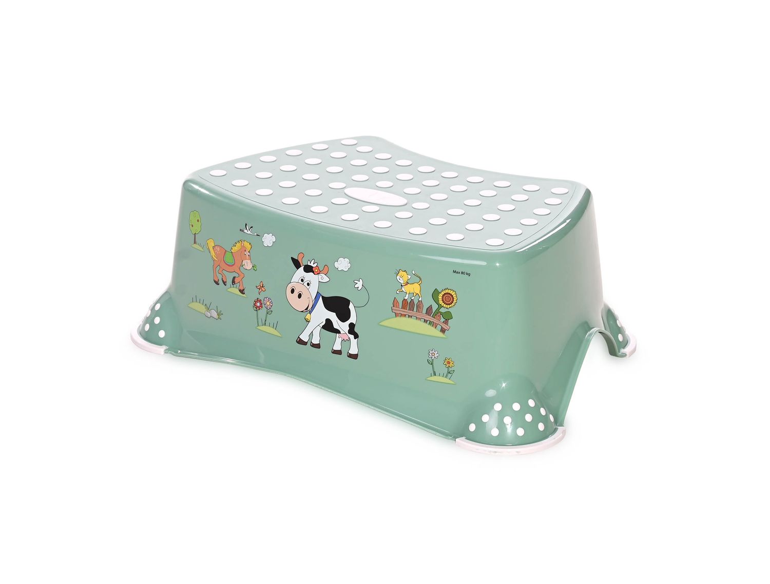 Lorelli Badhocker Funny Farm, einstufiger Tritthocker, rutschfest, Gummi-Noppen gr&uuml;n 
