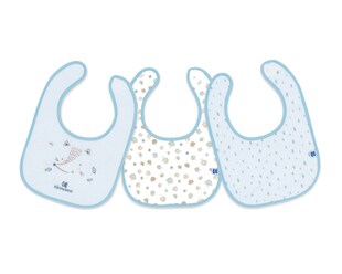 Kikkaboo Babylatz Little Fox 3-tlg Set 100% Baumwolle wasserfest Selbstverschluss blau 