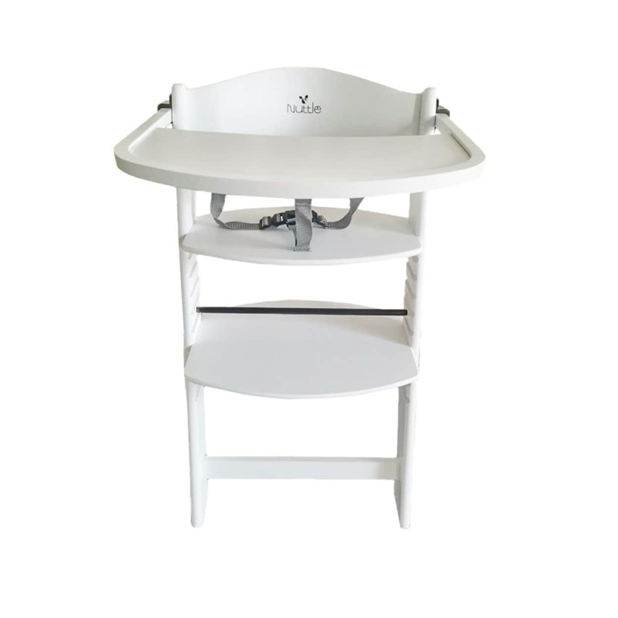 Cangaroo Kinderhochstuhl Nuttle 2 in 1 aus Holz, Treppenstuhl, verstellbar, Gurt wei&szlig; 
