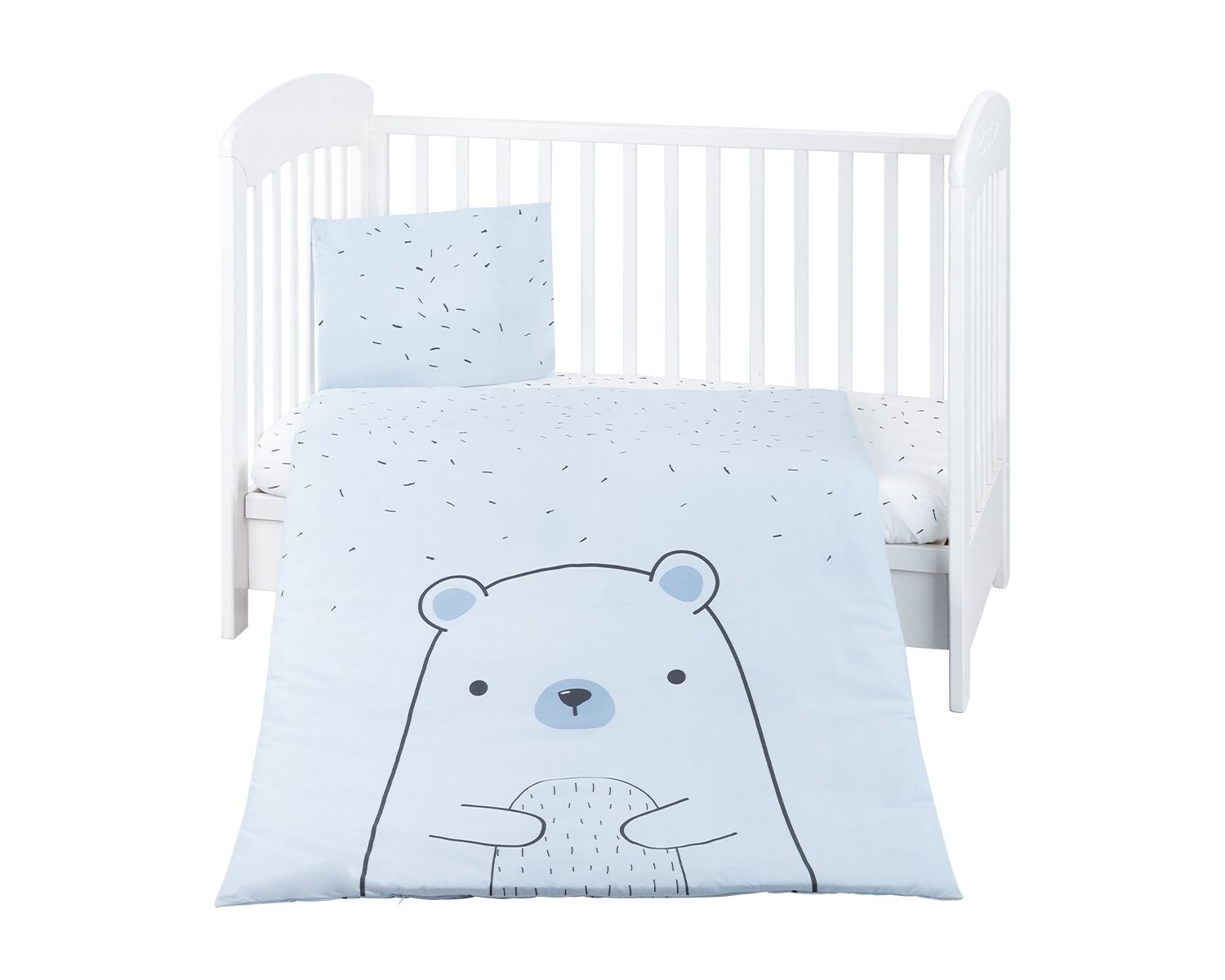 Kikkaboo Kinderbettwäsche Bär 3-teilig Decke 135 x 95 cm Kissen 45 x 35 cm Laken blau