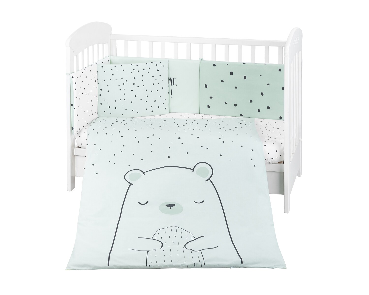 Kikkaboo Kinderbettw&auml;sche B&auml;r 6tlg. Decke 135 x 95 Kissen 45 x 35 Laken 140 x 70 gr&uuml;n 